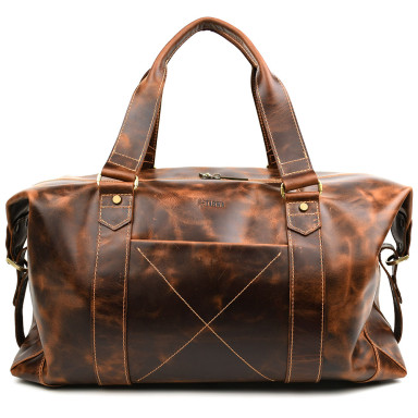 Leather travel sports bag TARWA RYv-0320-4lx cognac