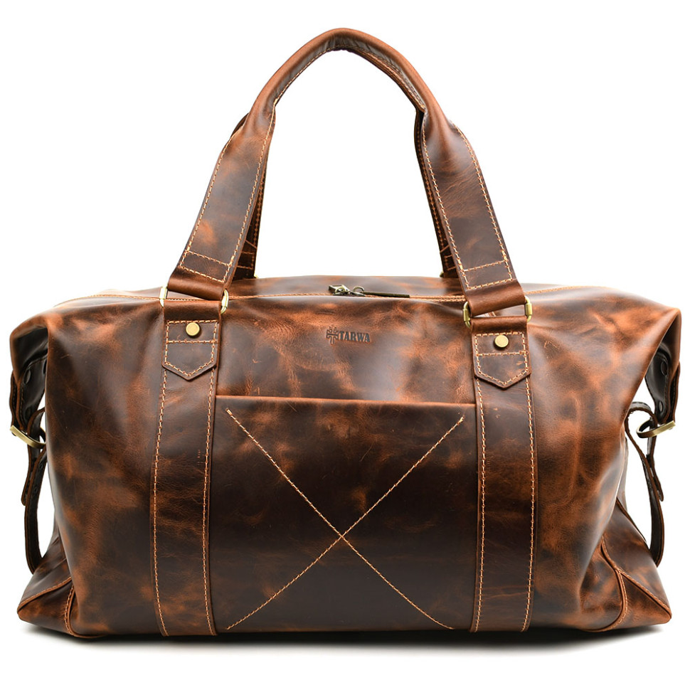 Шкіряна дорожня спортивна сумка тревел TARWA RYv-0320-4lx коньячна