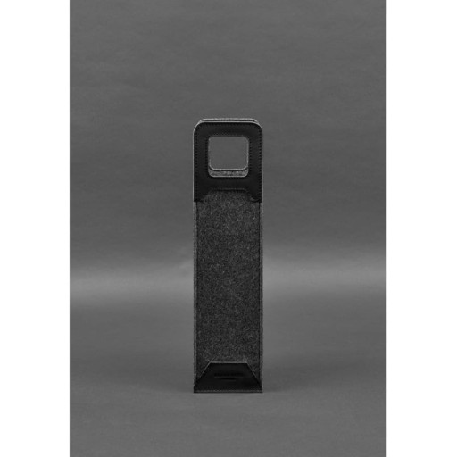 Чохол для вина 1.0 із фетру зі шкіряними вставками чорний Краст