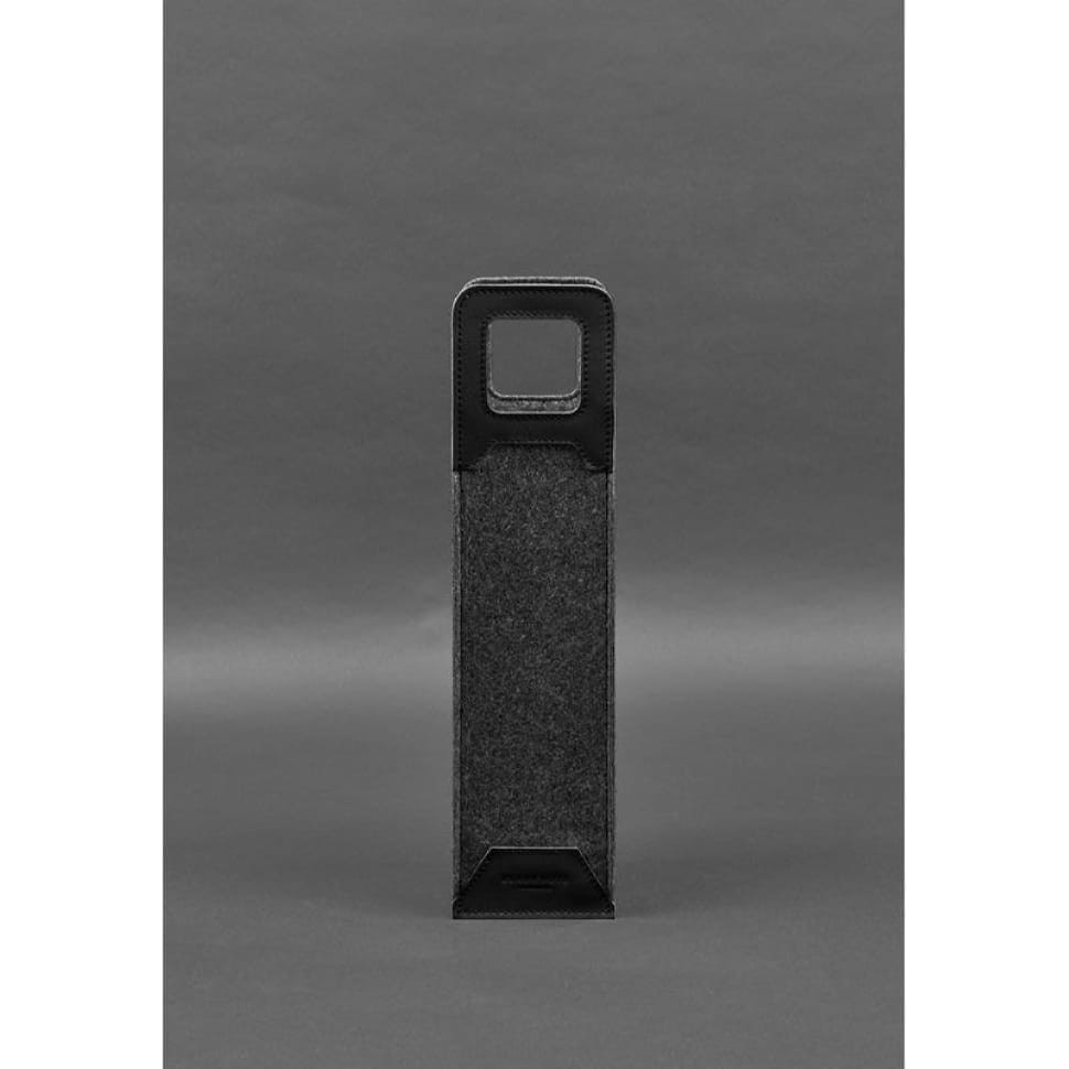 Чохол для вина 1.0 із фетру зі шкіряними вставками чорний Краст