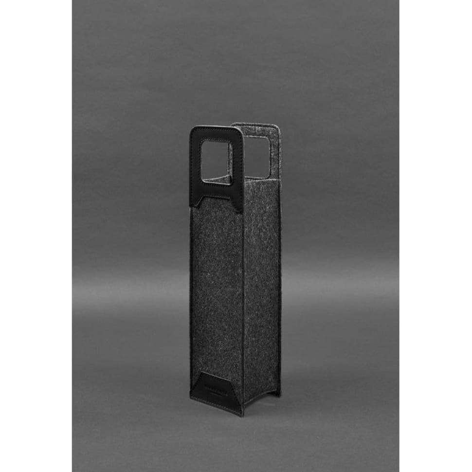 Чохол для вина 1.0 із фетру зі шкіряними вставками чорний Краст