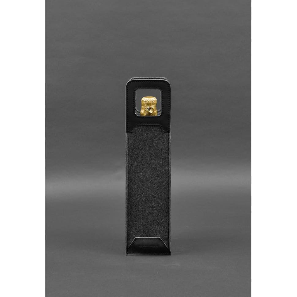 Чохол для вина 1.0 із фетру зі шкіряними вставками чорний Краст