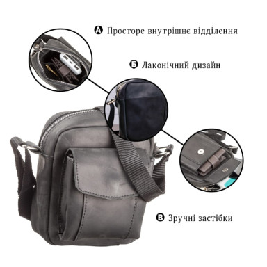 Сумка SHVIGEL 11076 из винтажной кожи Черная