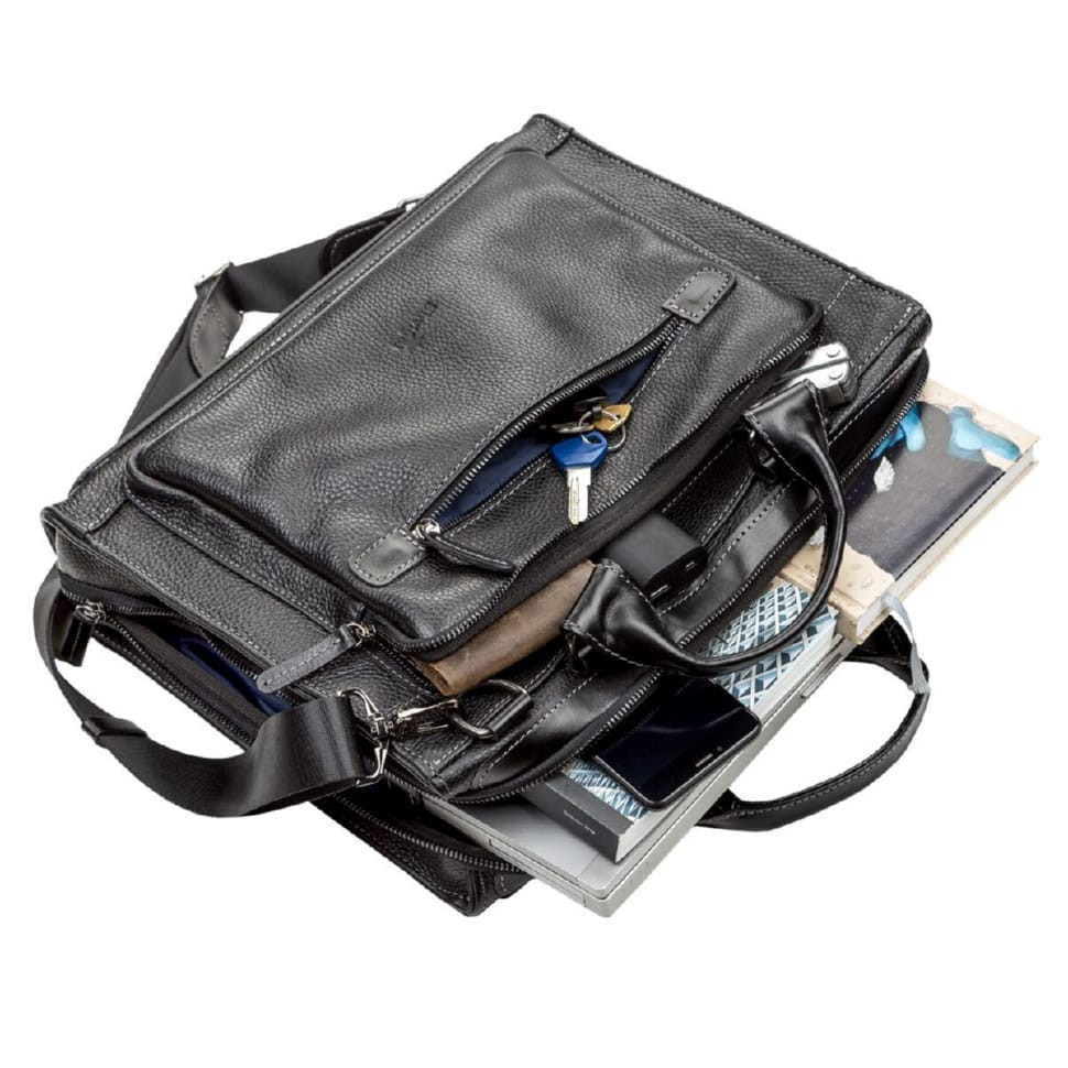 Сумка чоловіча SHVIGEL 11116 шкіряна Чорна