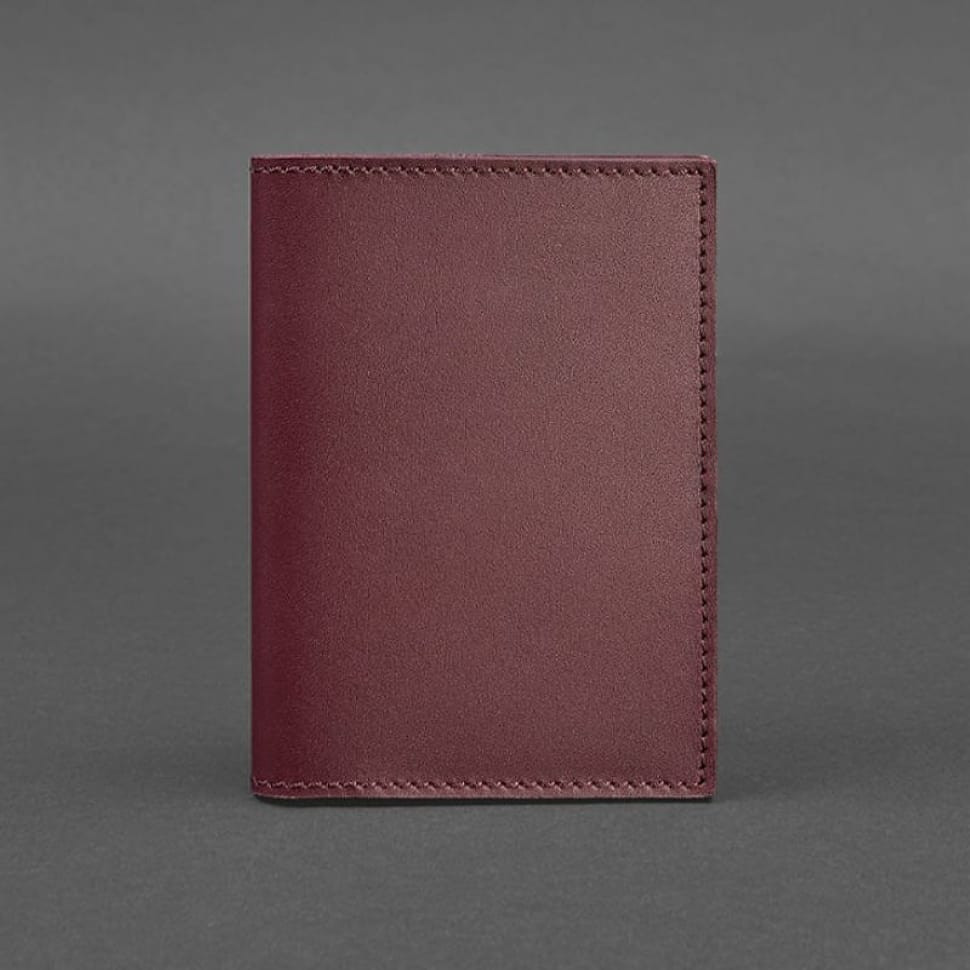 Шкіряна обкладинка для паспорта 1.2 бордова Краст