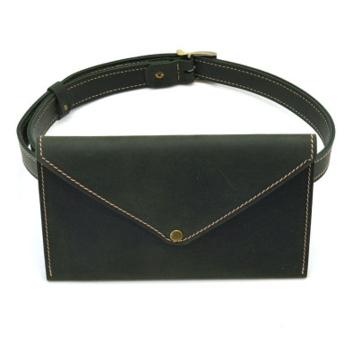 Womens green belt bag-envelope TARWA RE-1002-3md