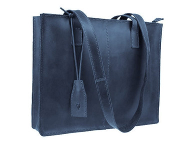 Womens leather large shopper bag SULLIVAN 26-60(40) blue
