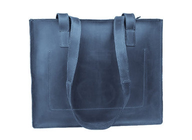 Womens leather large shopper bag SULLIVAN 26-60(40) blue