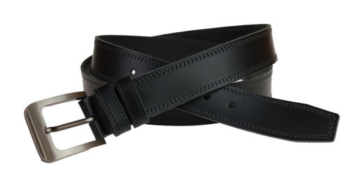 Ремінь чоловічий шкіряний джинсовий подвійна строчка SULLIVAN112-57 (8) 115-150 см чорний