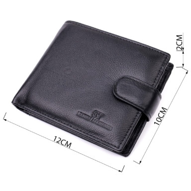 Чоловічий гаманець середнього розміру із натуральної шкіри ST Leather 22444 Чорний