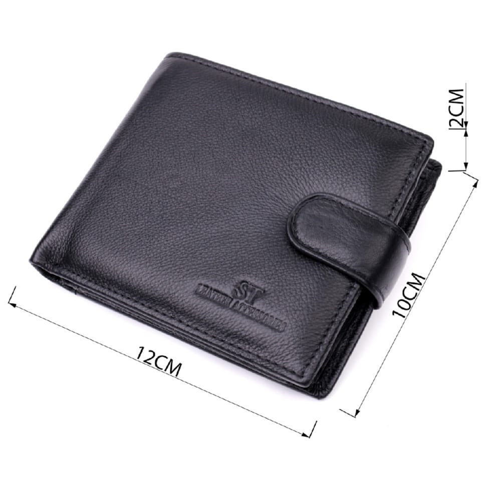 Мужской бумажник среднего размера из натуральной кожи ST Leather 22444 Черный