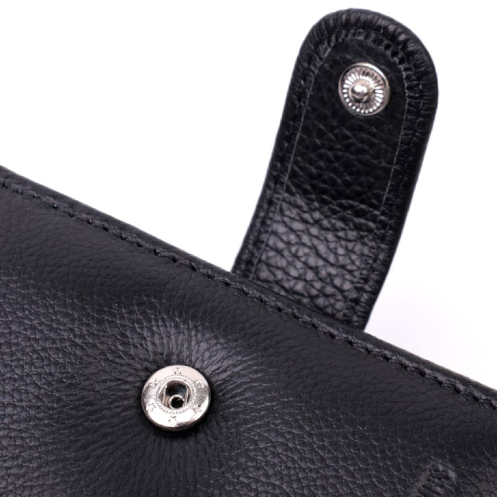 Мужской бумажник среднего размера из натуральной кожи ST Leather 22444 Черный