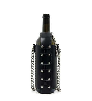 Leather Wine Bag for Women - Saving Grapes - Black - Time Resistance 5206301W