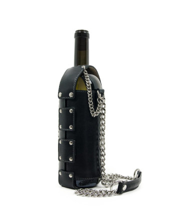 Leather Wine Bag for Women - Saving Grapes - Black - Time Resistance 5206301W