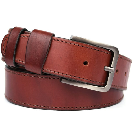 Ремінь шкіряний коньячний з рядком 40мм чоловічий Limary sk400223