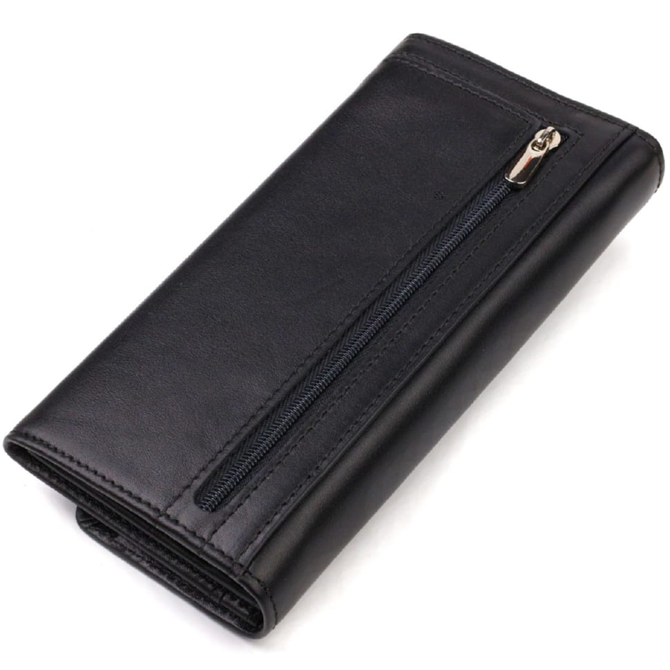 Шикарний жіночий гаманець із зручним функціоналом шкіряний CANPELLINI 21724 Чорний