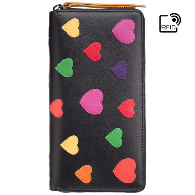 Кошелек женский Visconti LV5 Passion c RFID (Black-Multi Love)