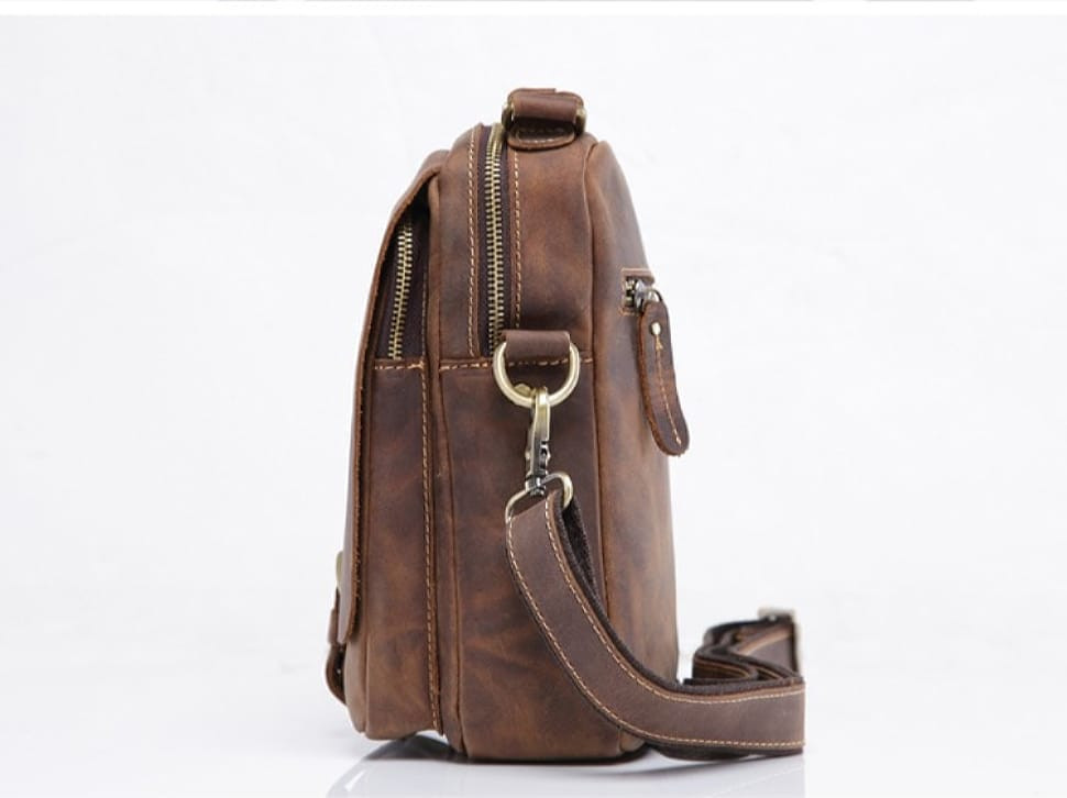 Чоловіча шкіряна сумка через плече, коричневий колір, Bexhill bx035