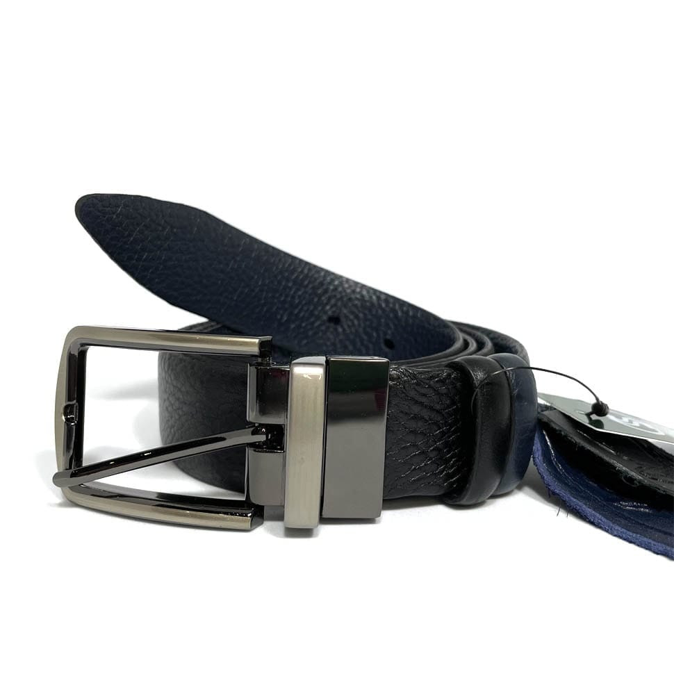 Двухсторонний ремень из кожи оленя черный\синий Sergio Tori T22764