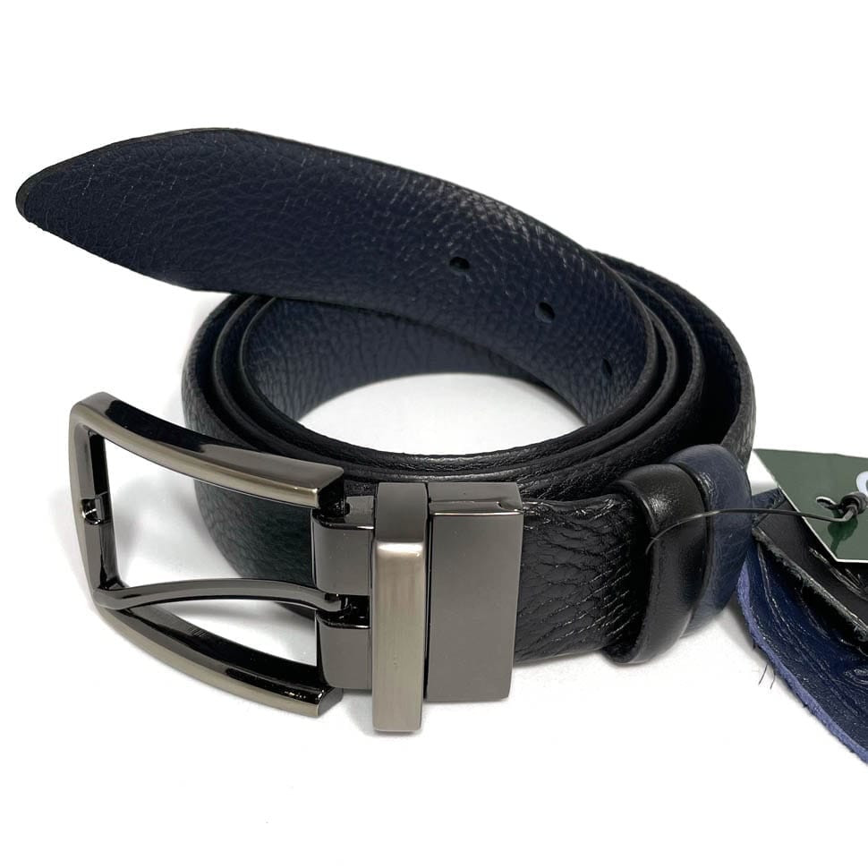 Двухсторонний ремень из кожи оленя черный\синий Sergio Tori T22764