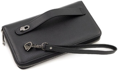 Marco Coverna Leather Men`s Single Zip Clutch with Wrist Strap MCB-01-10Q