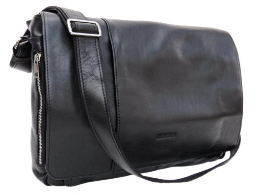 Велика шкіряна сумка через плече під ноутбук 15.6 та документи Newery N8128GA