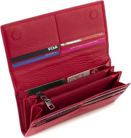 Яскравий жіночий гаманець на магнітах Marco Coverna W002 Red