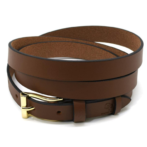 Ремінь жіночий тонкий Grande Pelle 22370040033 у рудому кольорі.