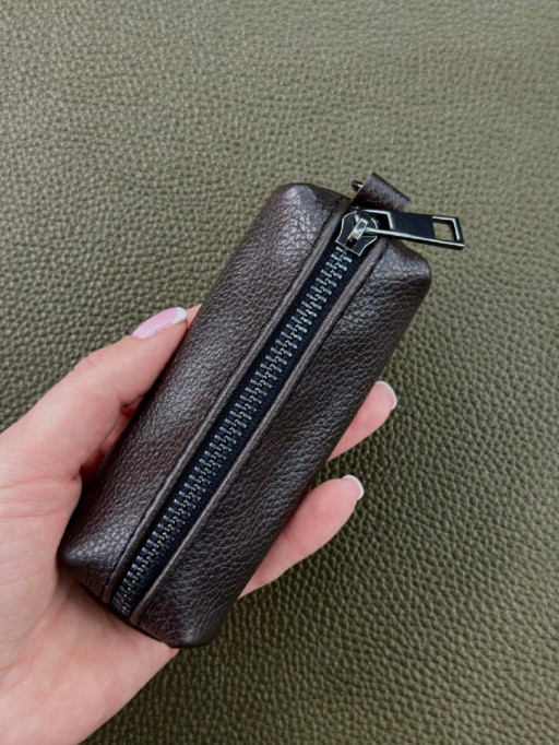 Ключница из натуральной зернистой кожи MINI (коричневая)