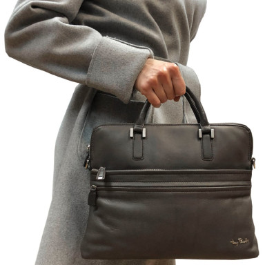 Leather bag Contatto 9198-34 moro brown