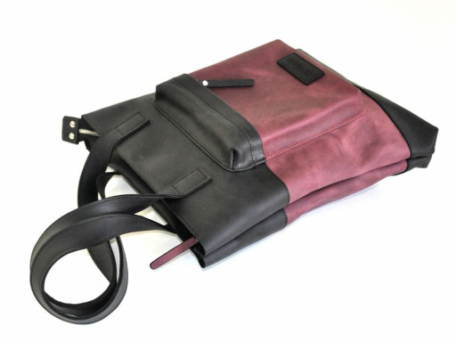 Шкіряна двоцвітна сумка шоппер B653 від бренду Avitoo