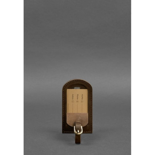 Шкіряна бирка для багажу 2.0 Темно-коричнева Crazy Horse