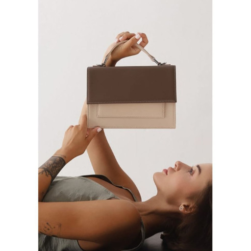 Жіноча шкіряна сумка Grace темно-бежевий/бежевий