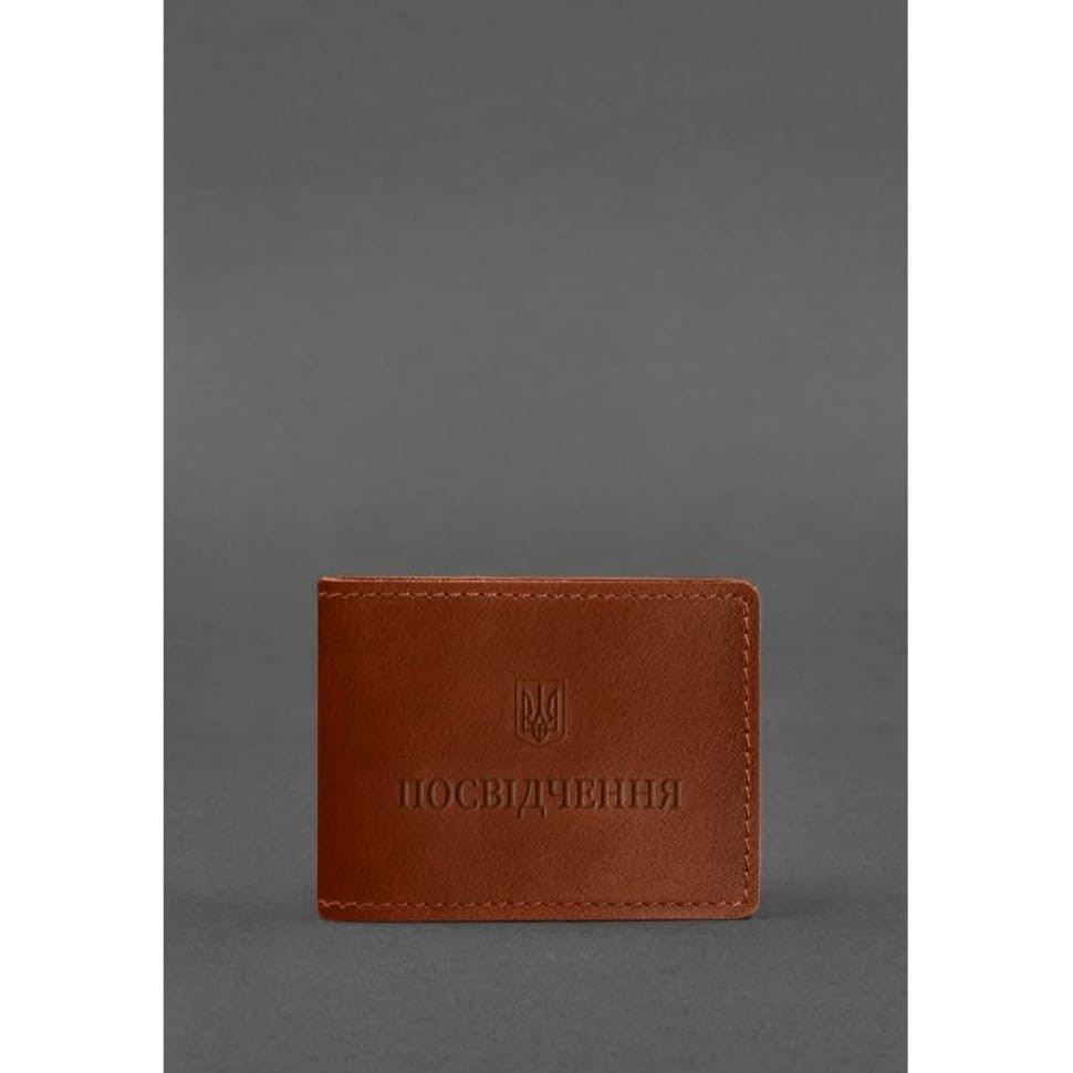 Универсальная кожаная обложка для удостоверения светло-коричневая