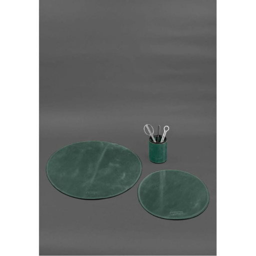 Настільний набір із натуральної шкіри 1.2 зелений Crazy Horse