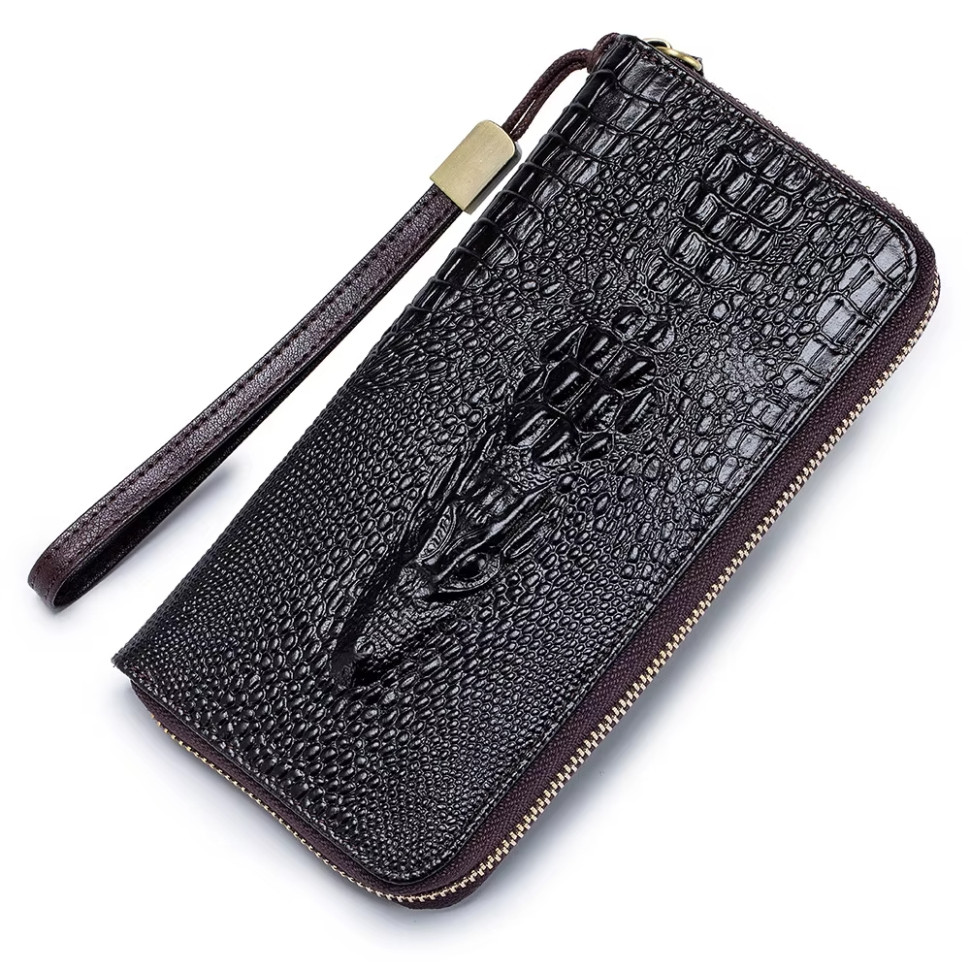 Leather long wallet with reptile embossing Bull NB040C