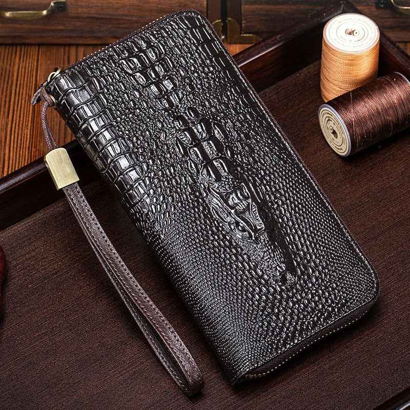 Leather long wallet with reptile embossing Bull NB040C