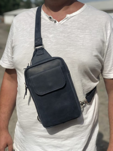 Mens sling shoulder bag banana 102-10(28) blue