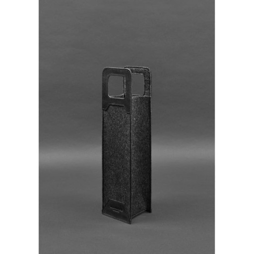 Чохол для вина 1.0 із фетру зі шкіряними вставками чорний Crazy Horse