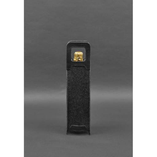 Чохол для вина 1.0 із фетру зі шкіряними вставками чорний Crazy Horse