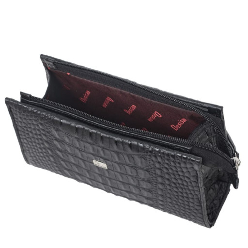 Косметичка шкіряна Desisan 2-1111 чорний кроко
