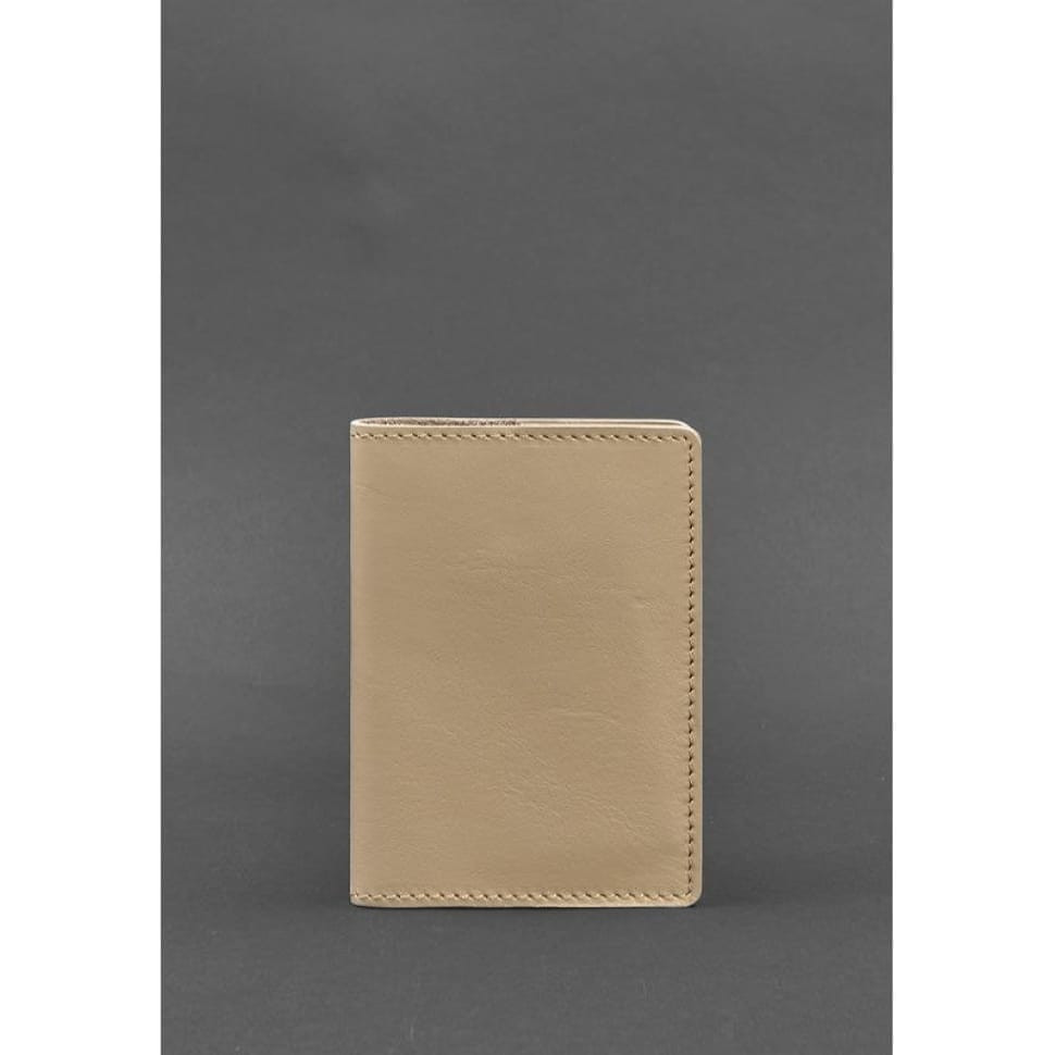 Шкіряна обкладинка для паспорта та військового квитка 1.3 світло-бежева
