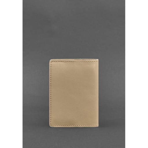Шкіряна обкладинка для паспорта та військового квитка 1.3 світло-бежева