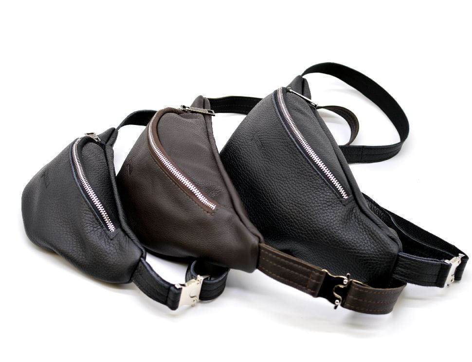 Поясна шкіряна сумка середня з фастексом, коричнева шкіра TARWA FC-3005-4lx