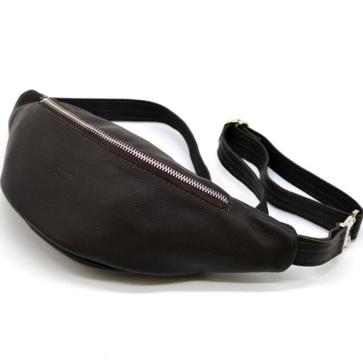 Поясна шкіряна сумка середня з фастексом, коричнева шкіра TARWA FC-3005-4lx