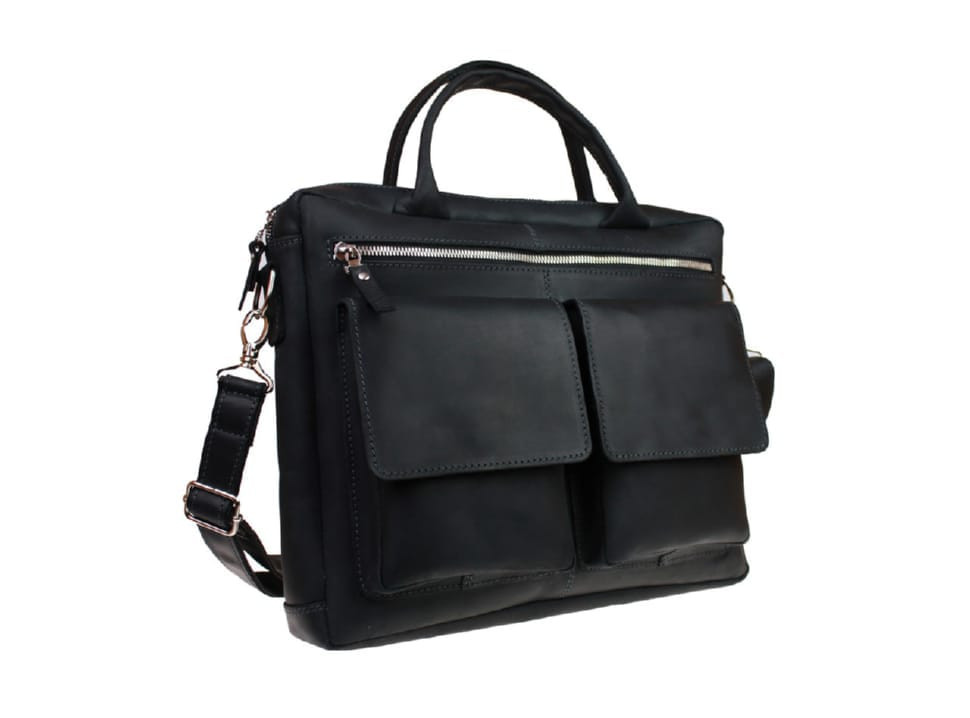 Large leather man's bag for documents A4 SULLIVAN 74216 (48) black