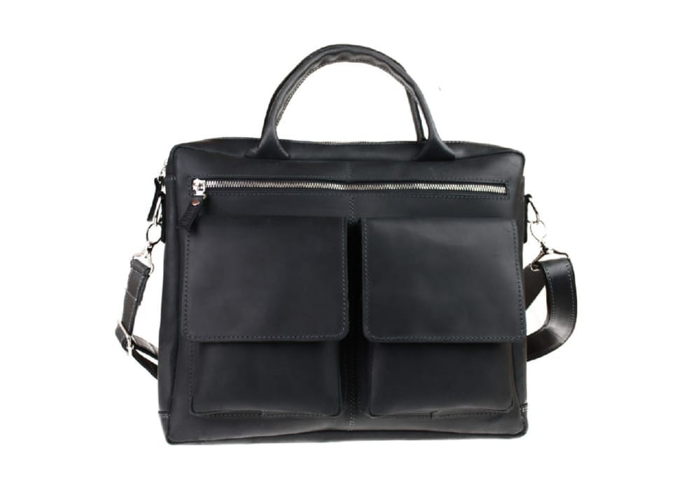 Large leather man's bag for documents A4 SULLIVAN 74216 (48) black