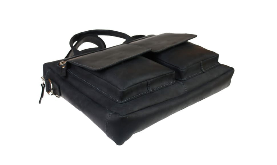 Large leather man's bag for documents A4 SULLIVAN 74216 (48) black