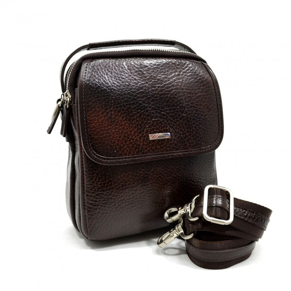 Барсетка мягкая кожаная DESISAN 1344-019 коричневый флотар