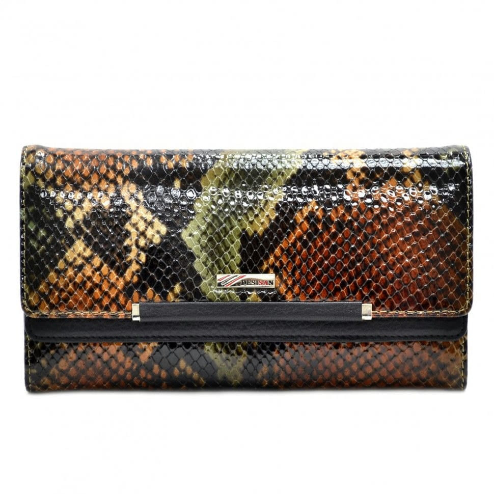 Гаманець жіночий шкіряний Desisan 724-586 зелена змія